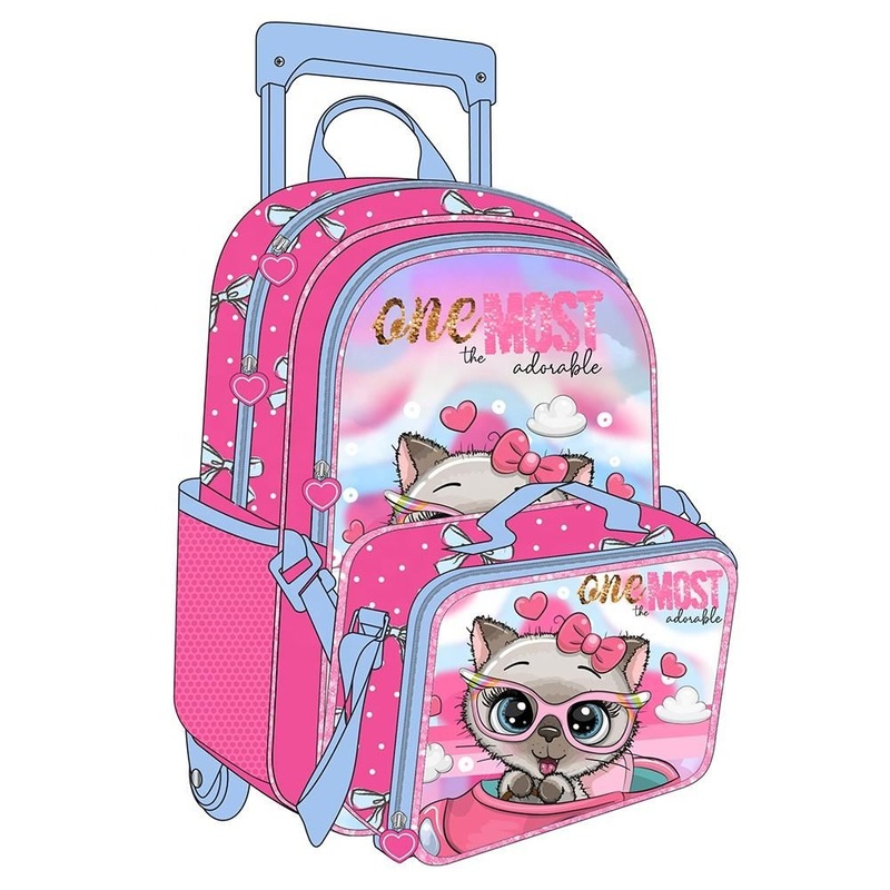 Wholesale Children Trolley Backpack School Bag Girl School Trolley Backpack Set – Trolley Bag and Trolley Schoolbag price