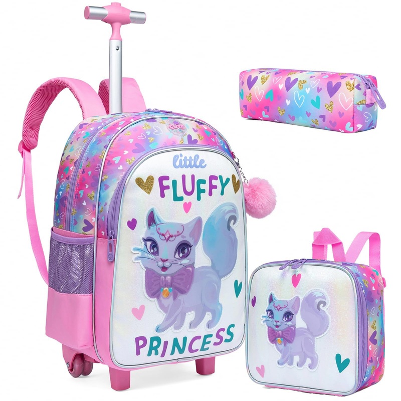 Rolling Backpack for Girls School Backpack with Lunch Box for Elementary Student Wheels Roller Trolley Luggage Bag – Rolling Backpack and Trolley Backpack price