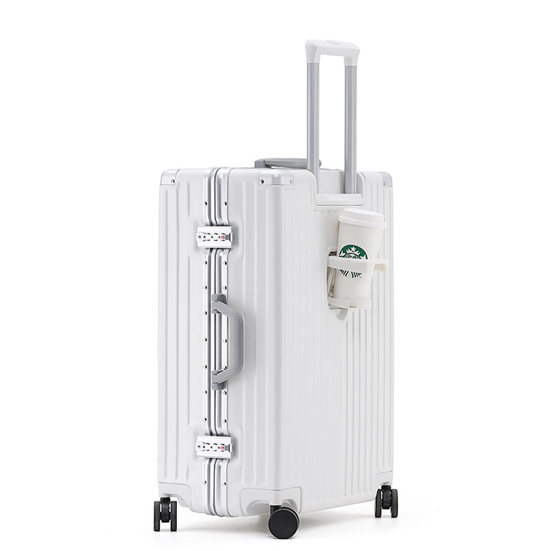 Advanced Travel Luggage 20 Inch Aluminum Frame Suitcase Cup Holder Vertical Stripe Womens 24 Inch Trolley Bags Drop Resistant Travel Password 28 Inch Luggage – Suitcase and Stock Luggage price
