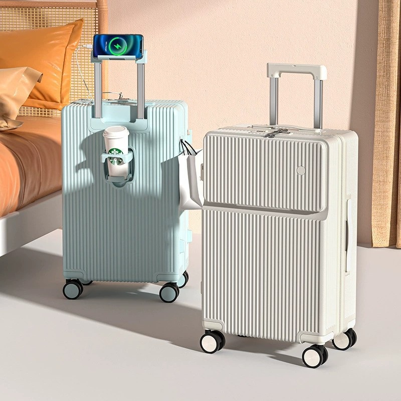Multifunctional Luggage Front Opening Suitcase Laptop Bag Female 20-28inch Boarding Trolley Case Male Travel Suitcases – Suitcase and Travel Suitcases price