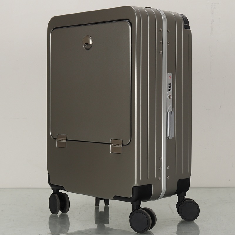 Front Open Luggage with Cup Holder USB Charger Port Valise – Wholesale Travel Luggage and Luggage price
